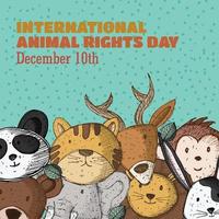 mano disegno internazionale animale diritti giorno bandiera vettore