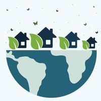 icona, etichetta, pulsante su il tema di Salvataggio e rinnovabile energia con terra, pianeta, case e farfalle vettore
