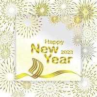 nuovo anno celebrazione evento con oro fuochi d'artificio sfondo vettore