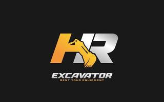 hr logo scavatrice per costruzione azienda. pesante attrezzatura modello vettore illustrazione per il tuo marca.