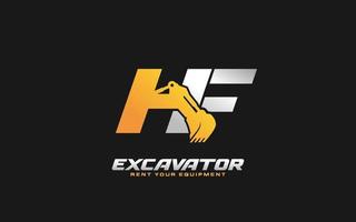 hfh logo scavatrice per costruzione azienda. pesante attrezzatura modello vettore illustrazione per il tuo marca.