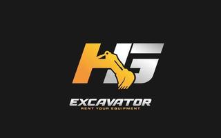 hg logo scavatrice per costruzione azienda. pesante attrezzatura modello vettore illustrazione per il tuo marca.