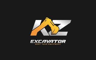 kz logo scavatrice per costruzione azienda. pesante attrezzatura modello vettore illustrazione per il tuo marca.