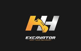 hh logo scavatrice per costruzione azienda. pesante attrezzatura modello vettore illustrazione per il tuo marca.