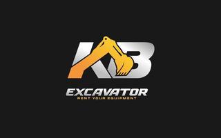 kb logo scavatrice per costruzione azienda. pesante attrezzatura modello vettore illustrazione per il tuo marca.