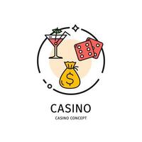 casinò magro linea icona concetto. vettore