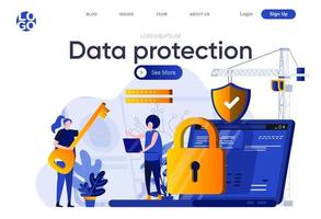 pagina di destinazione piatta per la protezione dei dati vettore