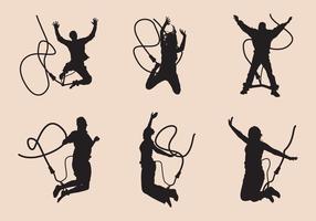 Set di silhouette di bungee jumping vettore