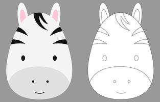 zebra viso cartone animato carattere. carino schema zebra animale viso colorazione libro per bambini. vettore illustrazione. schema icona zebra testa. cartone animato viso logo.