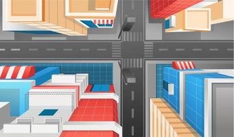 isometrico piatto 3d concetto illustrazione paesaggio moderno edificio città strada superiore Visualizza vettore