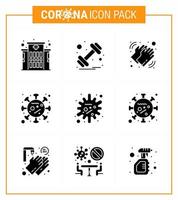 covid19 protezione coronavirus pendamico 9 solido glifo nero icona impostato come come malattia epidemico medico malattia corona virale coronavirus 2019 nov malattia vettore design elementi