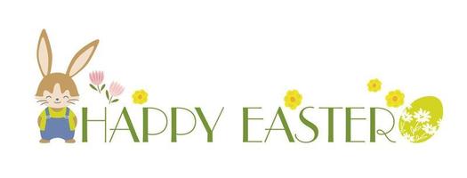 contento Pasqua vettore colorato simbolo logo con un' cartone animato Pasqua coniglietto e un uovo isolato su un' bianca sfondo.