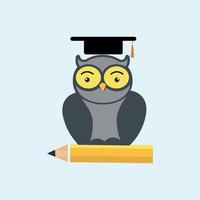 carino gufo uccello sedersi su matita vettore file adobe illustratore opera d'arte