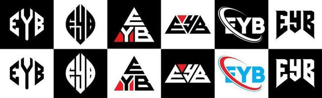 eyb lettera logo design nel sei stile. eyb poligono, cerchio, triangolo, esagono, piatto e semplice stile con nero e bianca colore variazione lettera logo impostato nel uno tavola da disegno. eyb minimalista e classico logo vettore