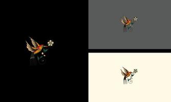 uccello volante con fiori vettore illustrazione design