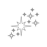 schema stellato scintille e luccica icone. schiarimento veloce, scintillante fuochi d'artificio, brillante splendore segni. stella leggero particelle vettore