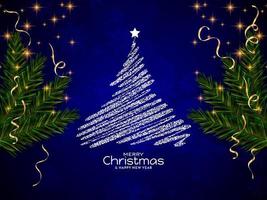 allegro Natale Festival blu sfondo con Natale albero design vettore