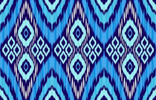blu ikat modelli. geometrico tribale Vintage ▾ retrò stile. etnico tessuto ikat senza soluzione di continuità modello. indiano navajo azteco ikat Stampa vettore illustrazione. design per fondale struttura tessuto capi di abbigliamento tessile.