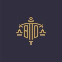 monogramma bo logo per legale azienda con geometrico scala e spada stile vettore