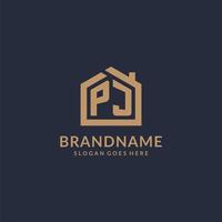 iniziale lettera pj logo con semplice minimalista casa forma icona design vettore