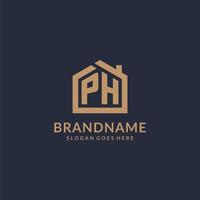 iniziale lettera ph logo con semplice minimalista casa forma icona design vettore