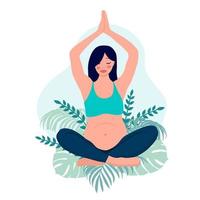 yoga incinta donne concetto. relax, meditazione per il in attesa madre. vettore illustrazione