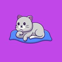 carino gatto seduta su cuscino cartone animato vettore icone illustrazione. piatto cartone animato concetto. adatto per qualunque creativo progetto.