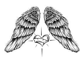 Angel Wings with Heart Vector