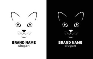 gatto testa linea arte gattino logo design vettore