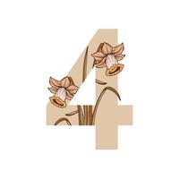Vintage ▾ fiore foglia alfabeto numerico iniziale botanico per nozze inviti, saluto carta, logo, isolato bianca sfondo vettore