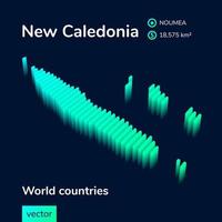 vettore 3d carta geografica di nuovo caledonia nel verde colori su il buio blu sfondo. educativo bandiera