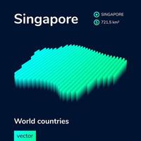 Singapore 3d carta geografica. stilizzato neon isometrico carta geografica di Singapore nel verde colori su buio blu sfondo vettore