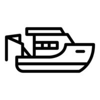 pesca barca gru icona, schema stile vettore