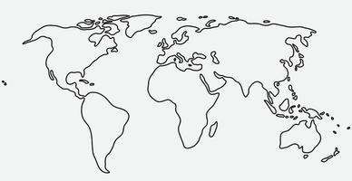 schizzo di mappa del mondo a mano libera su sfondo bianco. vettore