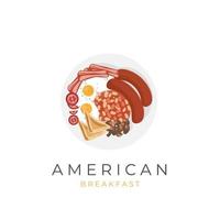 completare e pronto per mangiare americano prima colazione illustrazione logo vettore