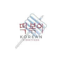 tteokbokki tteokkochi coreano strada cibo logo vettore