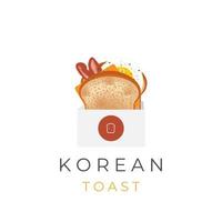 pronto per mangiare coreano crostini strada cibo prima colazione illustrazione logo vettore