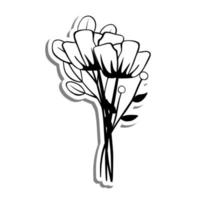 monocromatico Due fiori mazzo su bianca silhouette e grigio ombra. vettore illustrazione per decorazione o qualunque design.