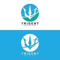 Tridente logo modello vettore icona design, arma della guerra di Dio, potenza della lancia dell'oceano