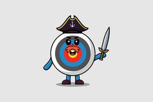 cartone animato portafortuna personaggio tiro con l'arco bersaglio pirata vettore