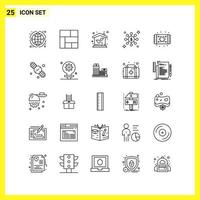 25 icona impostato semplice linea simboli schema cartello su bianca sfondo per sito web design mobile applicazioni e Stampa media creativo nero icona vettore sfondo