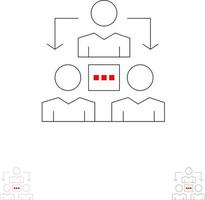 connessione incontro ufficio comunicazione grassetto e magro nero linea icona impostato vettore