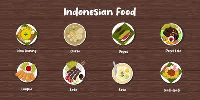 indonesiano cibo piatto stile illustrazione design vettore