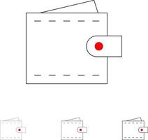 attività commerciale finanza interfaccia utente portafoglio grassetto e magro nero linea icona impostato vettore