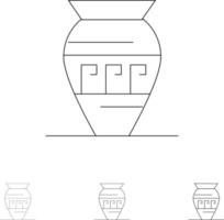 anfora antico vaso emoji vaso Grecia grassetto e magro nero linea icona impostato vettore