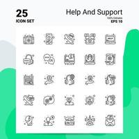 25 Aiuto e supporto icona impostato 100 modificabile eps 10 File attività commerciale logo concetto idee linea icona design vettore