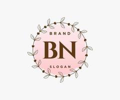 iniziale bn femminile logo. utilizzabile per natura, salone, terme, cosmetico e bellezza loghi. piatto vettore logo design modello elemento.