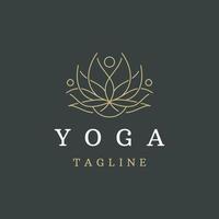 vettore piatto del modello di progettazione dell'icona del logo della linea di yoga