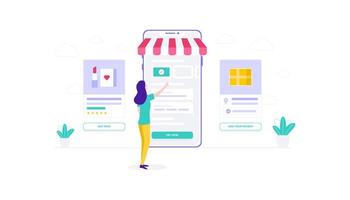 e-commerce pagamento in linea shopping piatto vettore illustrazione