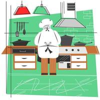 cucinando capocuoco nel il cucina vettore illustrazione